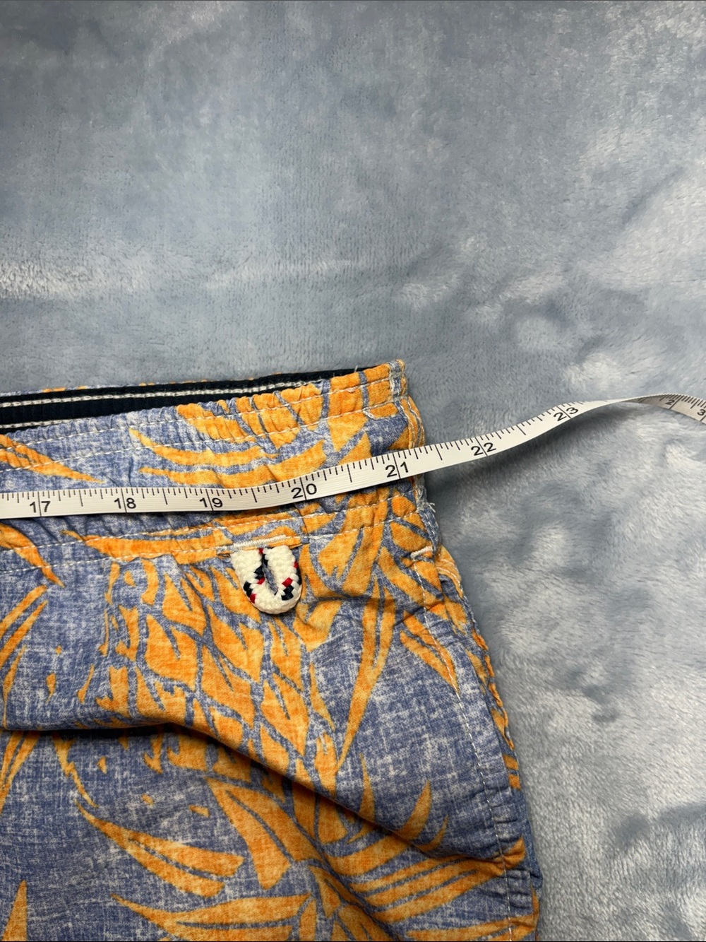 Lands' End Blue Swim Shorts with Orange Pineapple Print - Picture 9 of 10